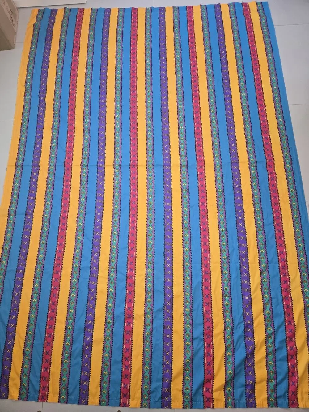 Vtg 90's Disney Pocahontas Twin Size Flat Sheet Striped Southwest Print 92x67